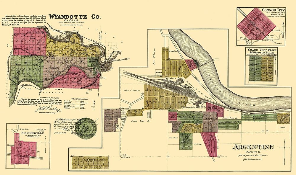 Wyandotte Kansas Landowner - Everts 1878
