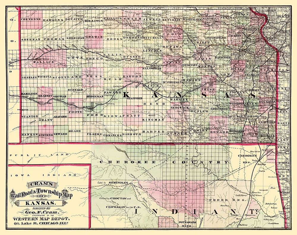 Kansas - Cram 1875