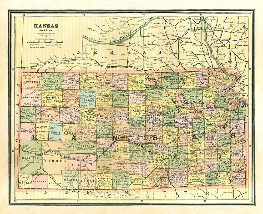 Kansas - Cram 1886