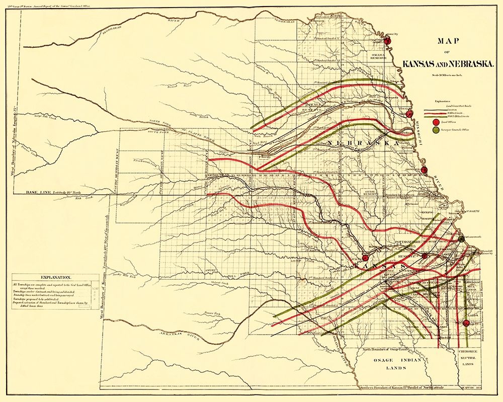 Kansas, Nebraska - USGLO 1865