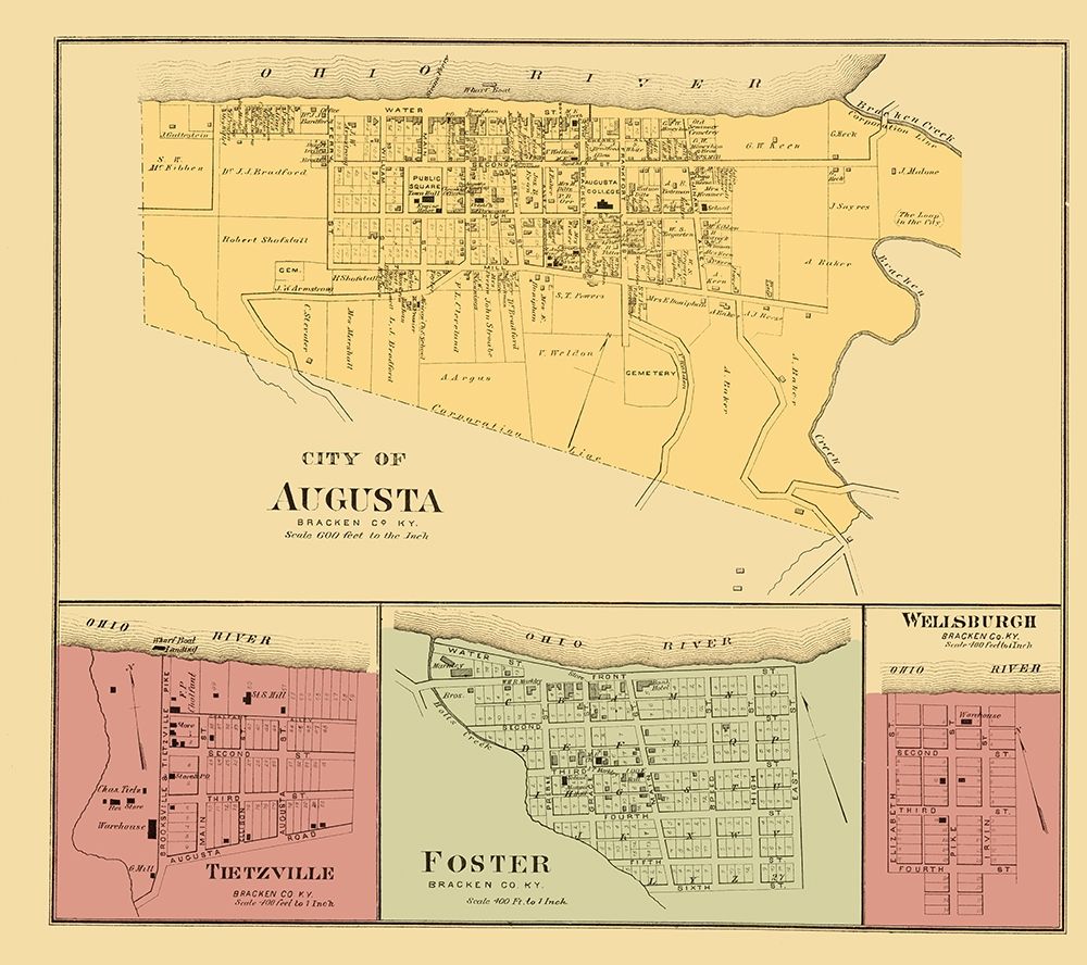 Augusta, Tietzville, Foster, Wellsburgh Kentucky