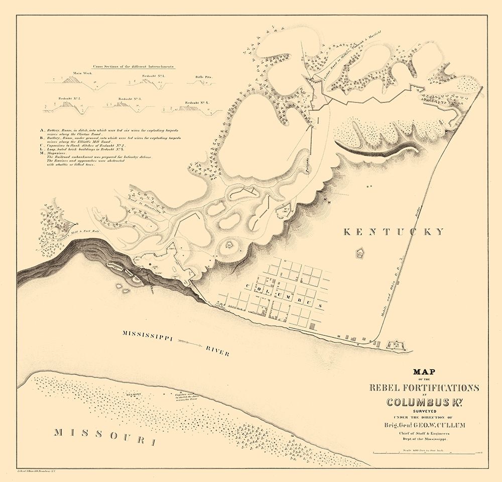 Columbus Kentucky Fortifications - Cullum 1862