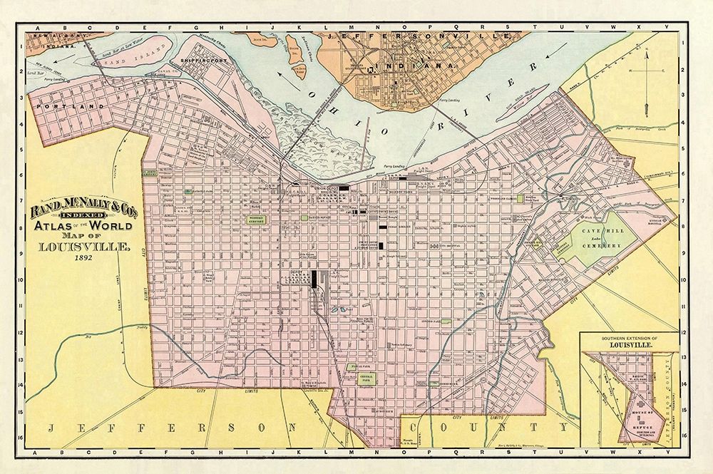 Louisville Kentucky - Rand McNally 1892