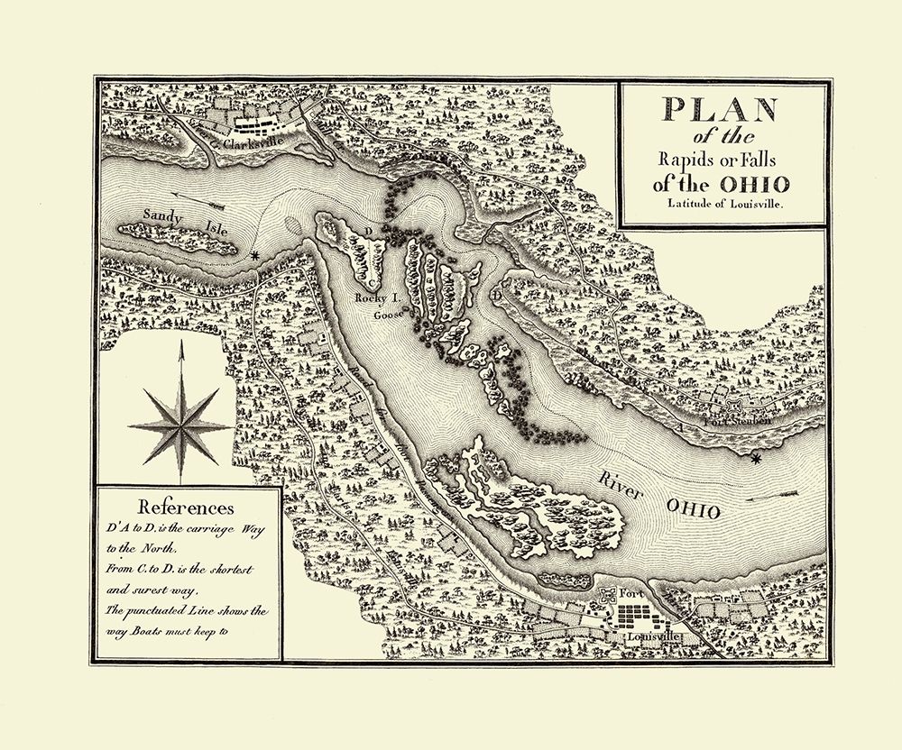 Ohio River Rapids, Fort Louisville - Bertrand 1796