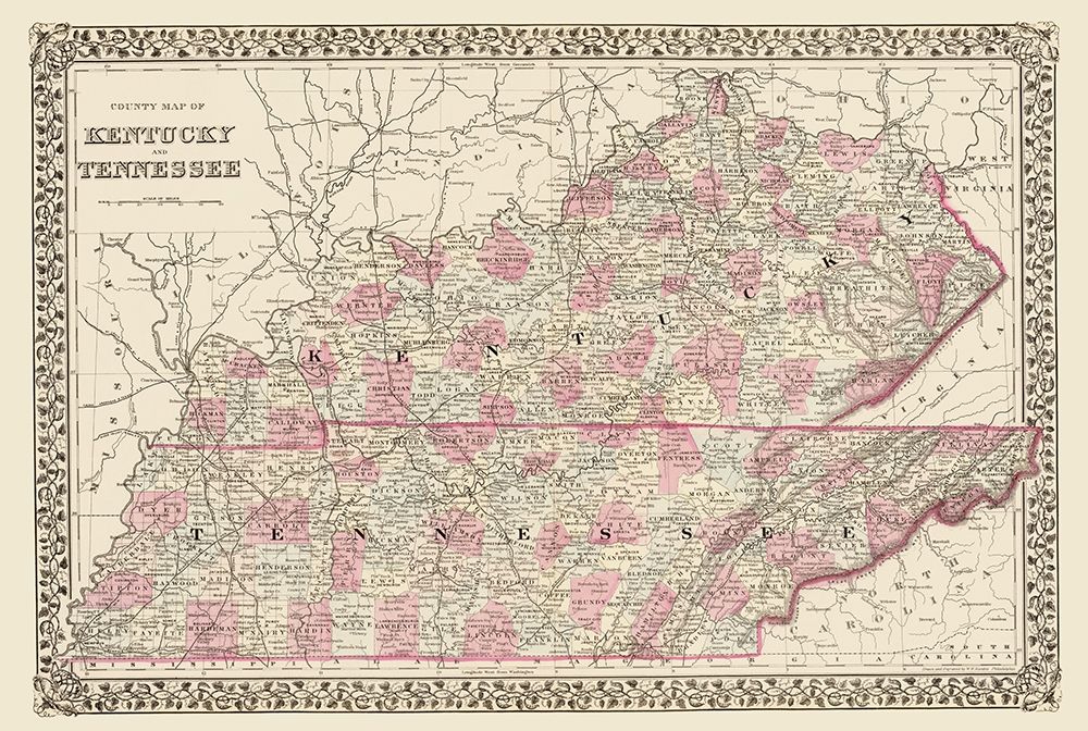 Kentucky, Tennessee Counties - Mitchell 1879