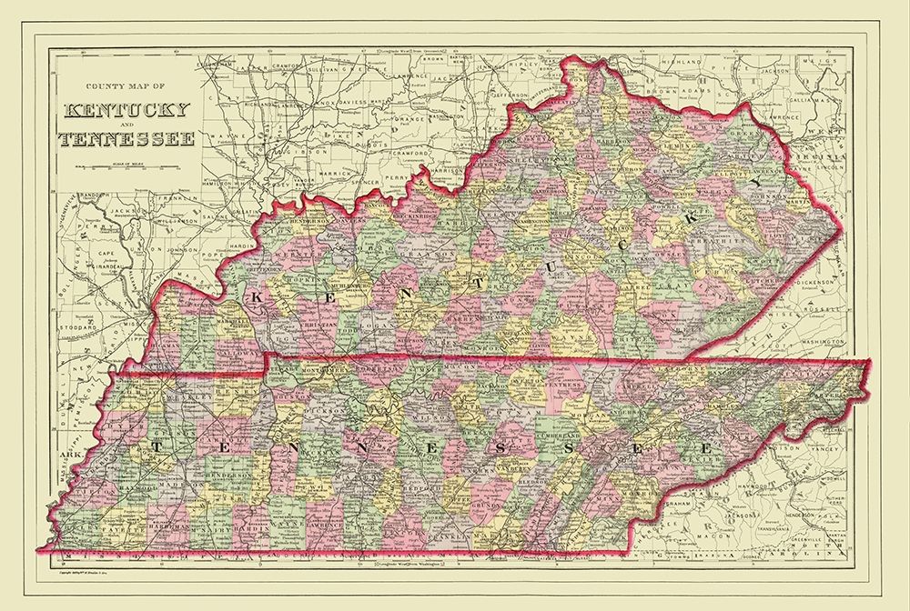 Kentucky, Tennessee Counties - Mitchell 1879