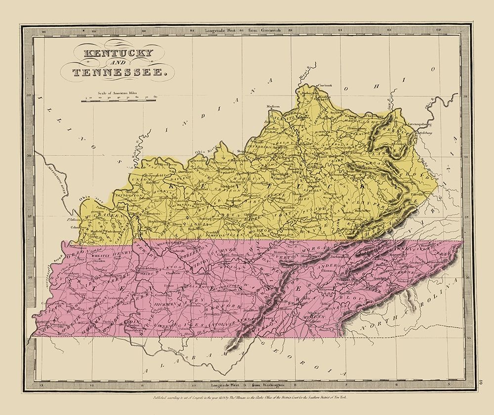 Kentucky, Tennessee - Illman 1834