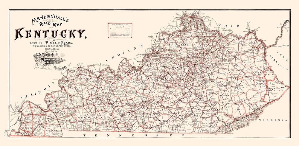 Kentucky Road Map - Mendenhall 1900