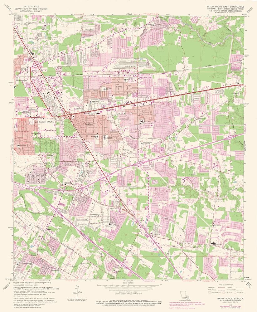 East Baton Rouge Louisiana Quad - USGS 1963