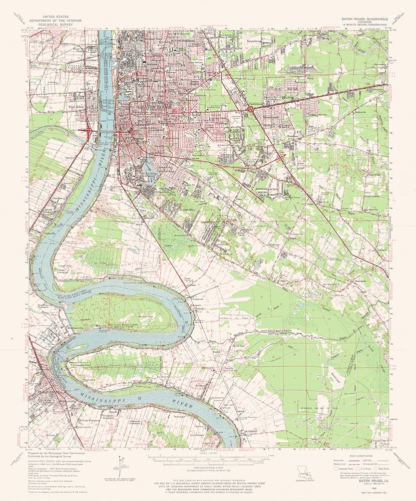 Baton Rouge Louisiana Quad - USGS 1963