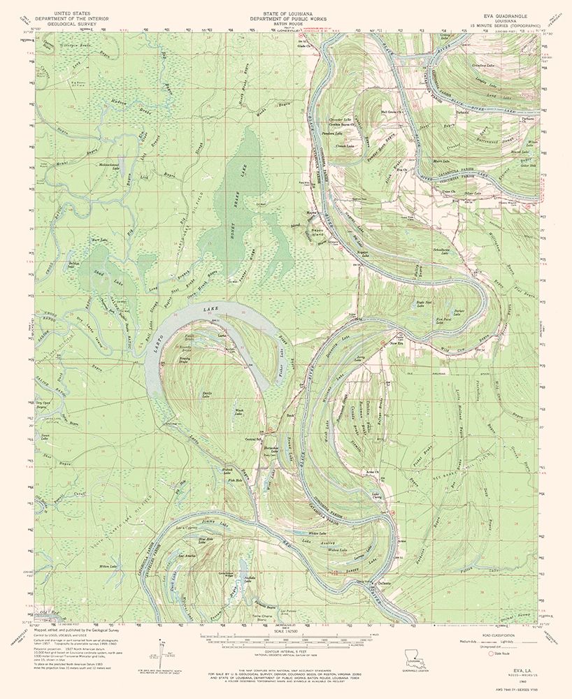 Eva Louisiana Quad - USGS 1960