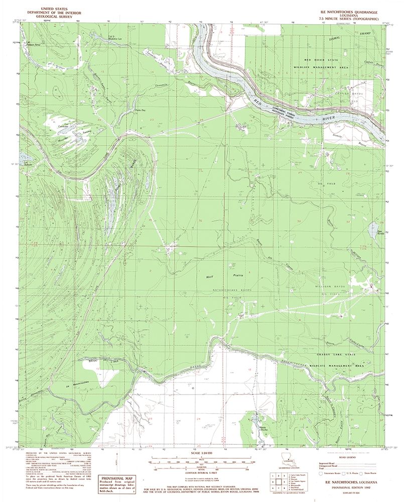 Ile Natchitoches Louisiana Quad - USGS 1982