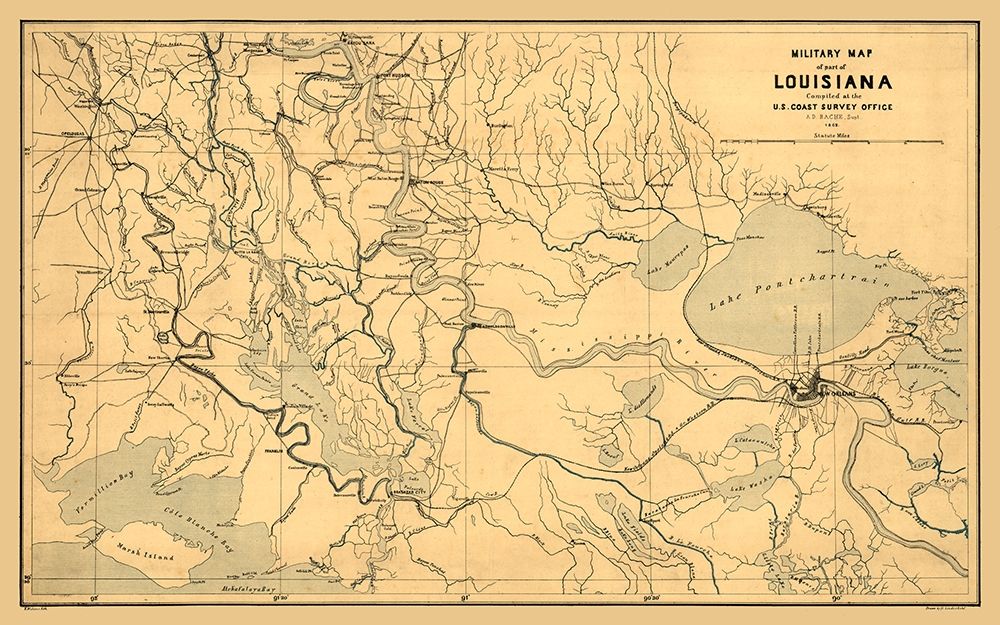 Louisiana Miltary Map - Bache 1863