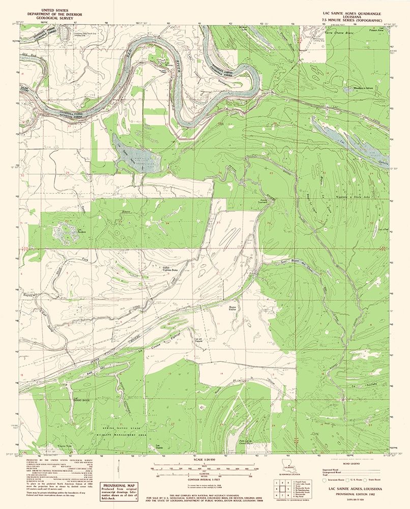 Lac Sainte Agnes Louisiana Quad - USGS 1982