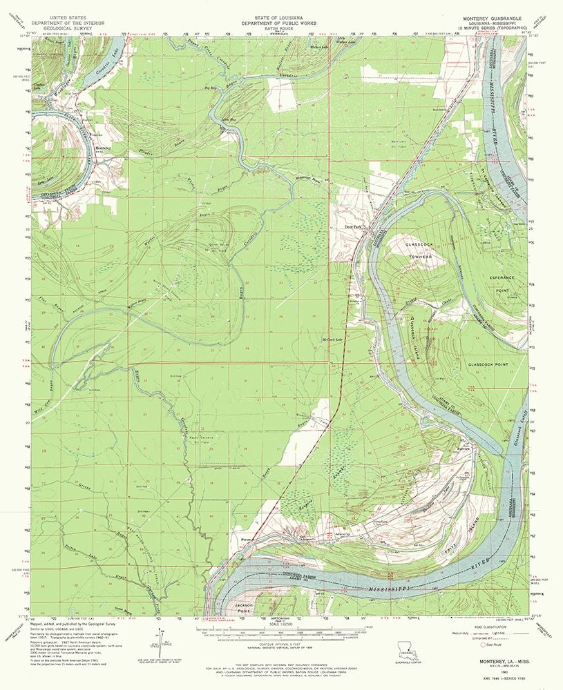 Monterey Louisiana Quad - USGS 1961