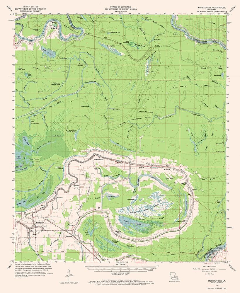 Moreauville Louisiana Quad - USGS 1962