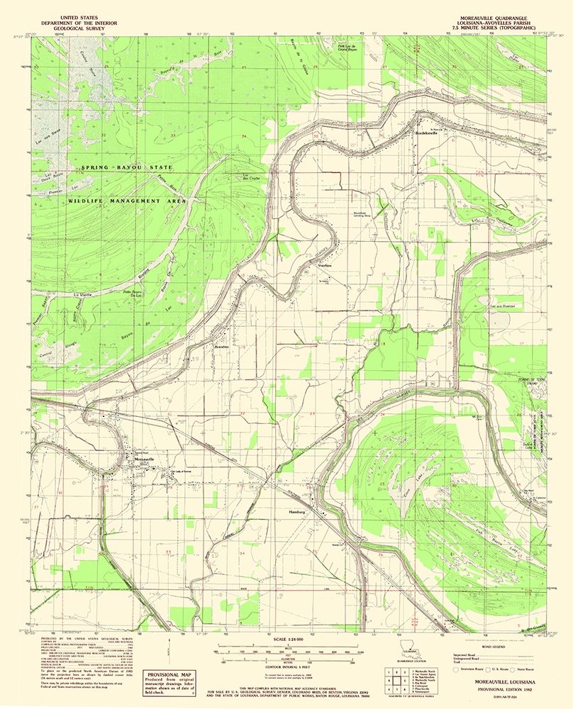 Moreauville Louisiana Quad - USGS 1982