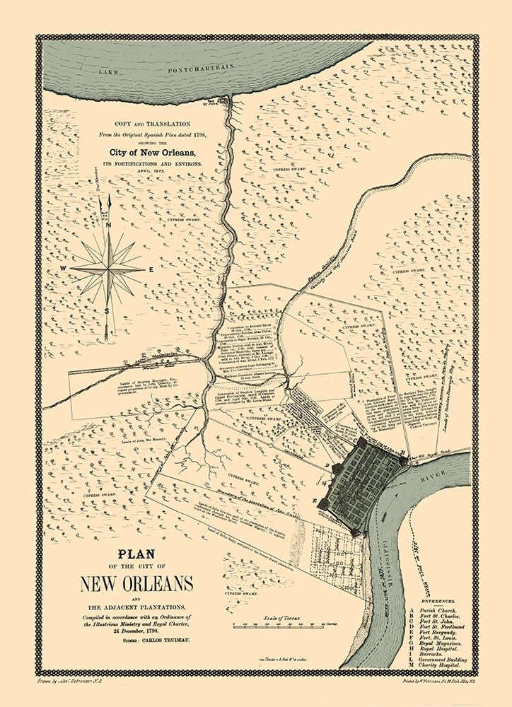 New Orleans Louisiana Fortifications - Trudeau 1798