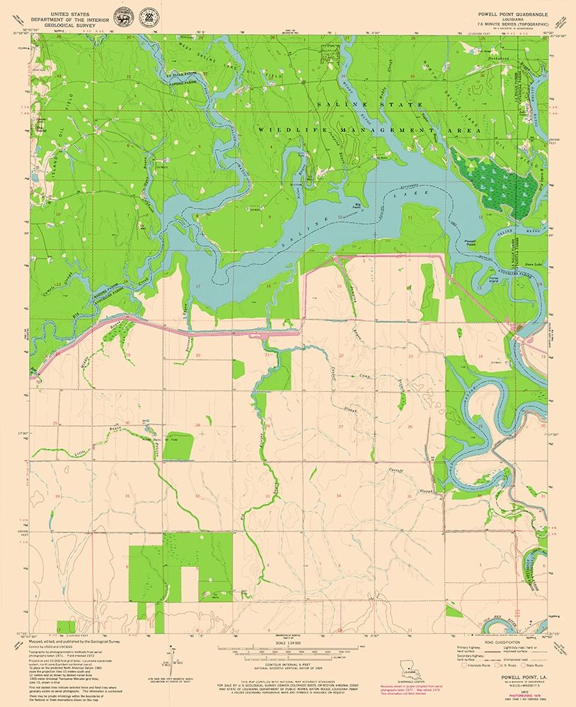 Powell Point Louisiana Quad - USGS 1972