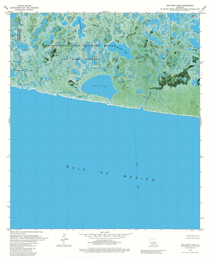 Rollover Lake Louisiana Quad - USGS 1979