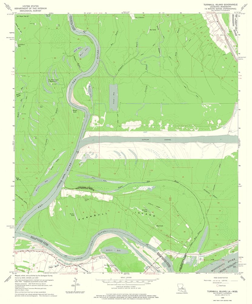 Turnball Island Louisiana Quad - USGS 1965