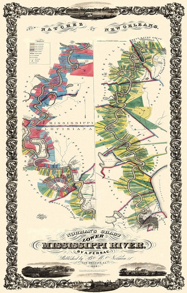 Mississippi River Louisiana Landowner - 1858