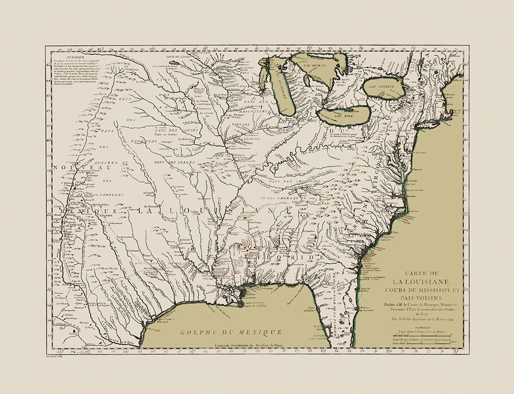 Louisiana and Neighboring Countries - Bellin 1744