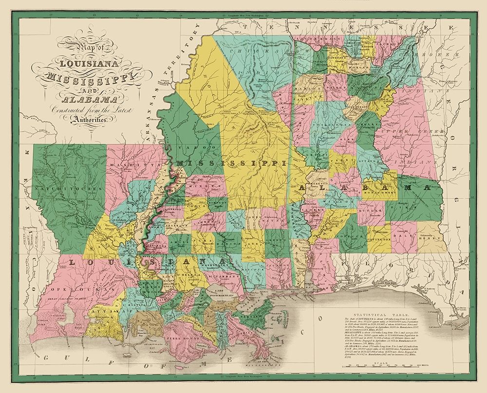 Louisiana, Mississippi, Alabama - Finley 1827