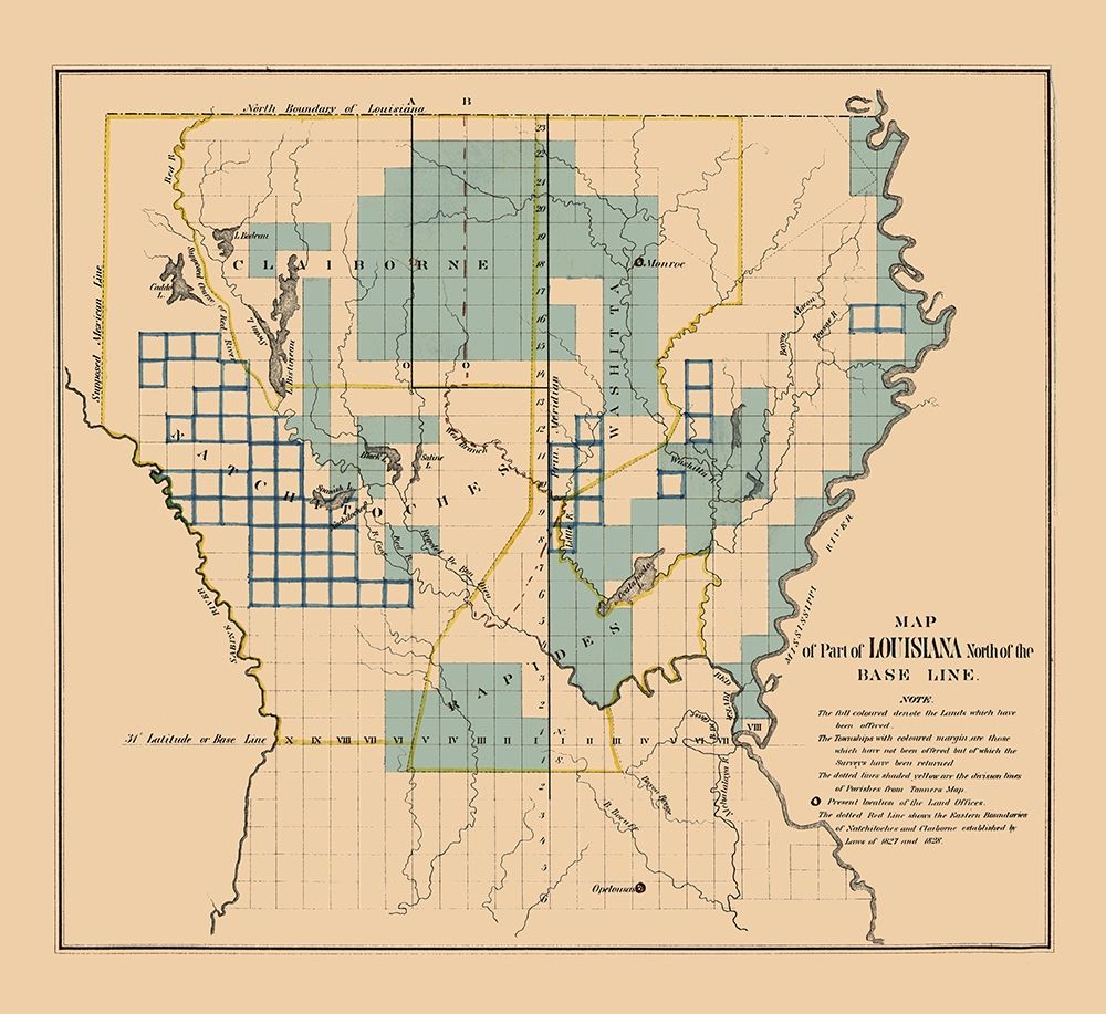 Louisiana Northern Survey Plat - 1836