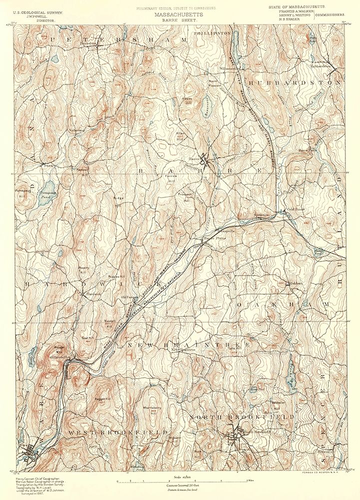 Barre Massachusetts Sheet - USGS 1890