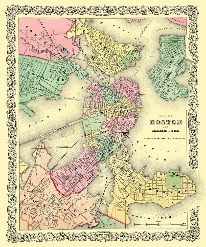 Boston , Adjacent Area Massachusetts - Colton 1855