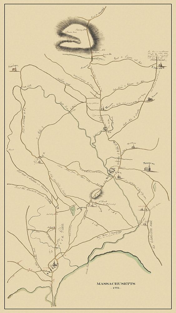 Road to Concord Massachusett - Browns 1775