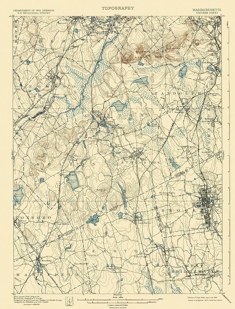 Dedham Massachusetts Sheet - USGS 1894