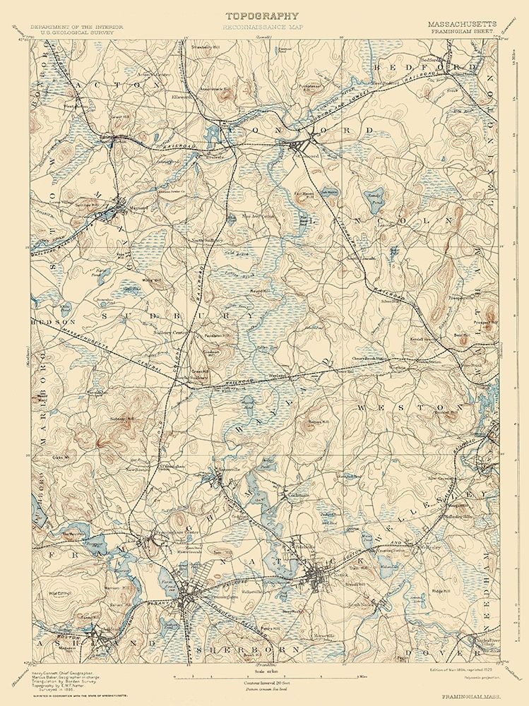 Framingham Massachusetts Sheet - USGS 1894