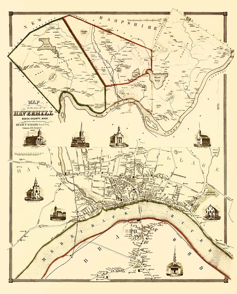 Haverhil Massachusetts Landowner - Jaques 1851