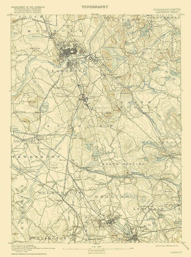 Lawrence Massachusetts Sheet - USGS 1893