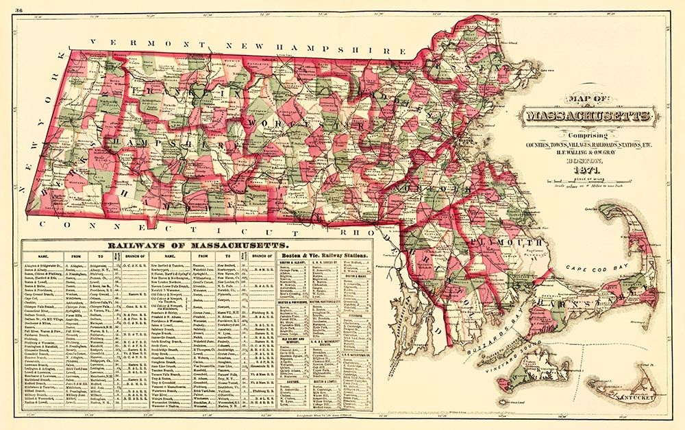 Massachusetts - Walling and Gray 1871