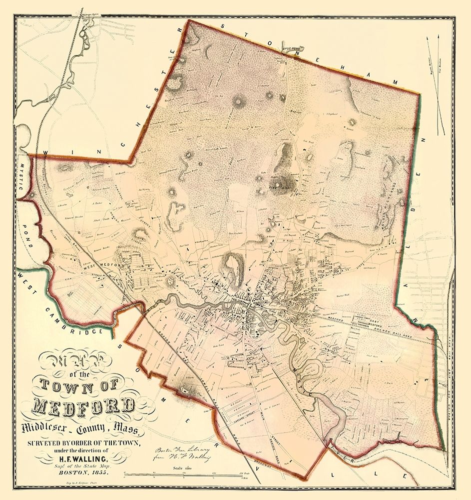 Medford Massachusetts Landowner - Walling 1855