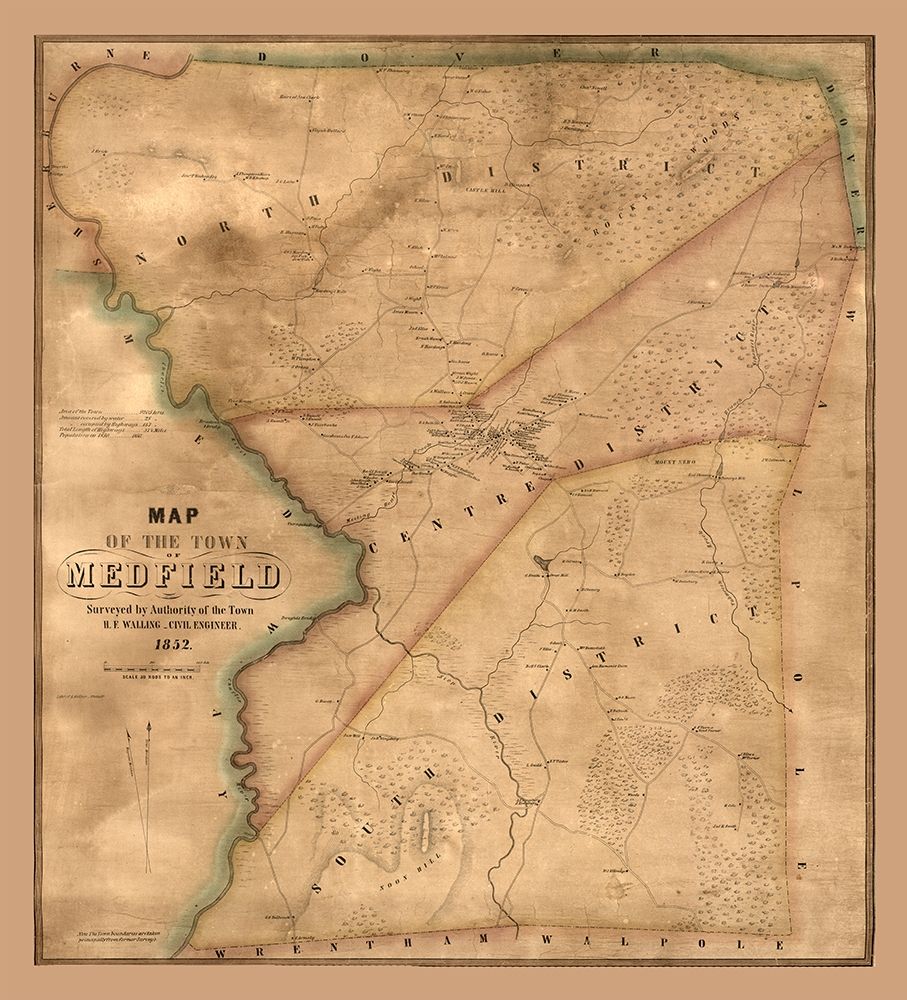 Medfield Massachusetts - Walling 1852