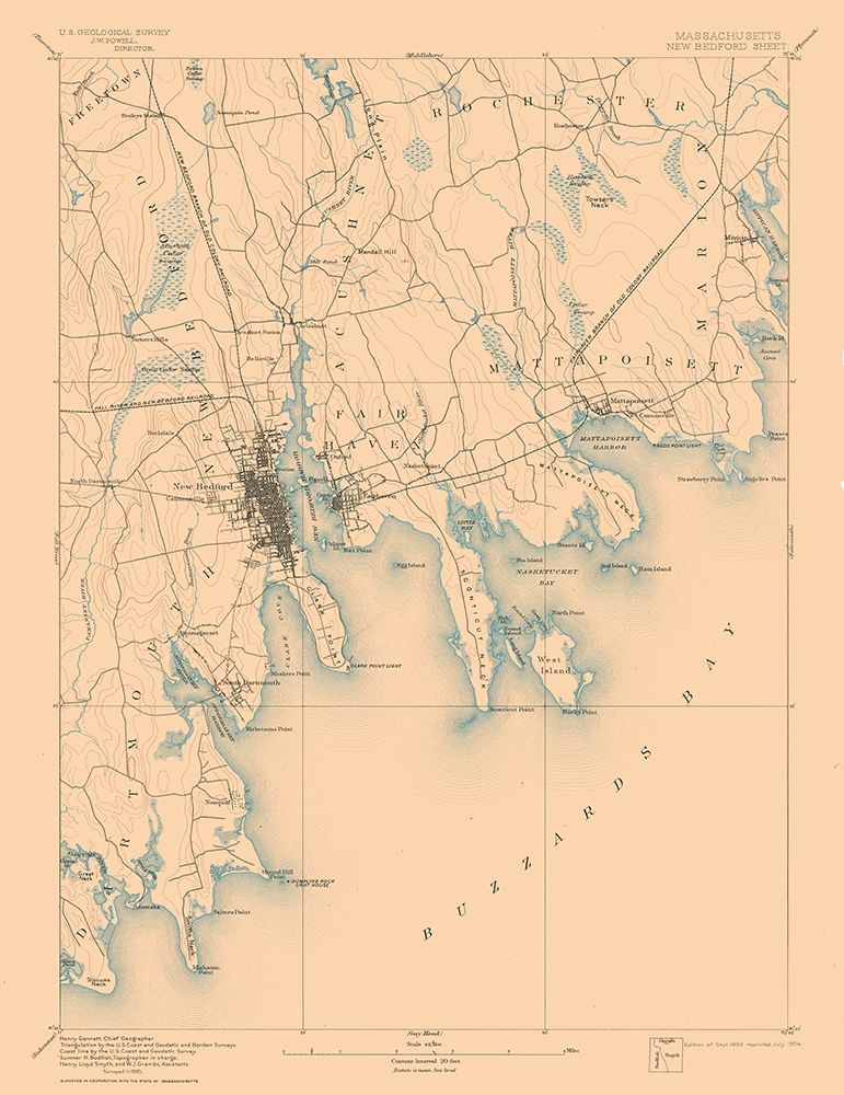 New Bedford Massachusetts Sheet - USGS 1893