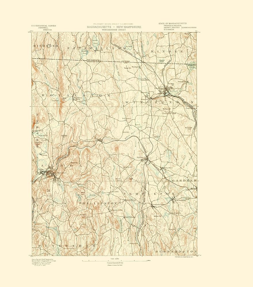 Winchendon Massachusetts Sheet - USGS 1890
