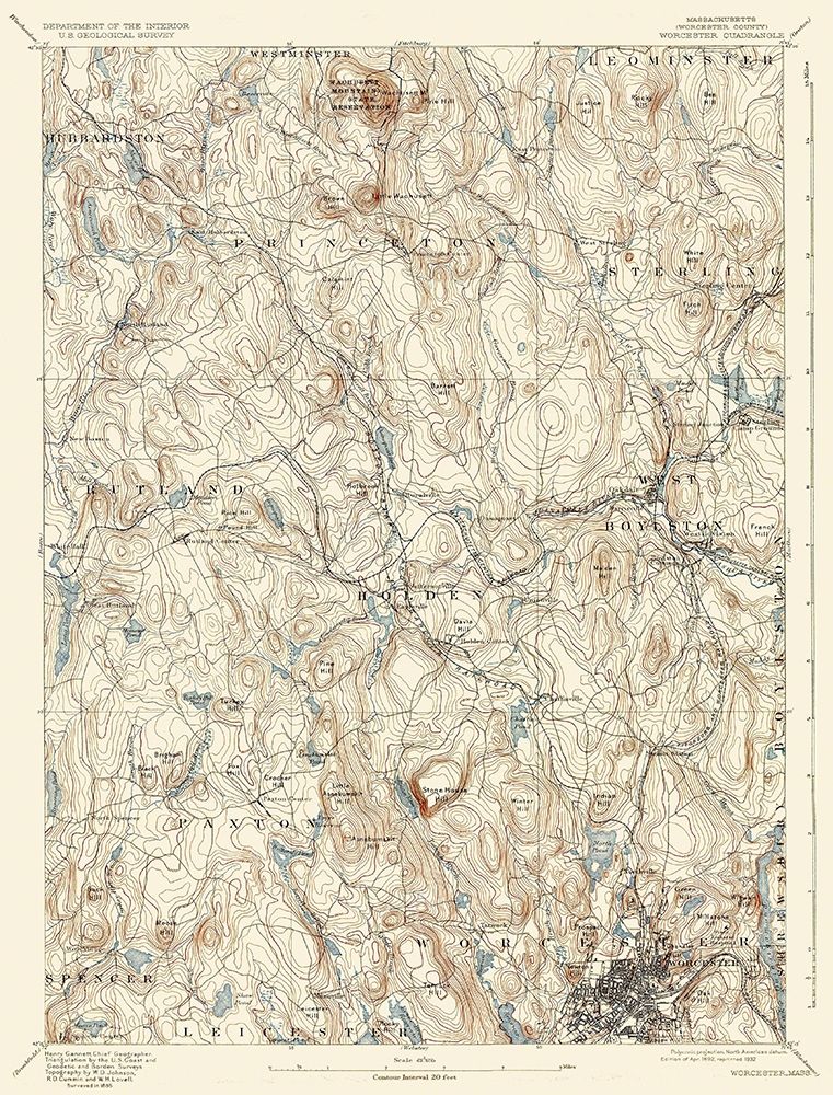 Worcester Massachusetts Quad - USGS 1892