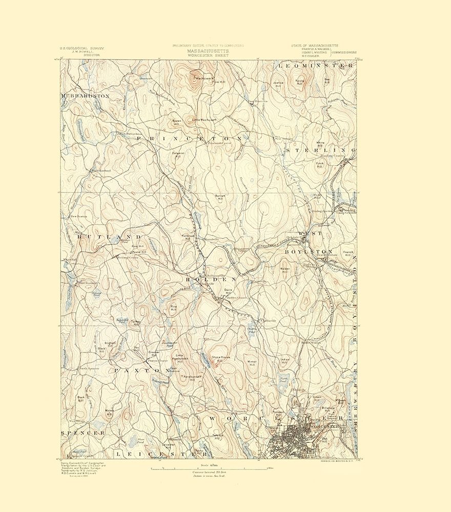 Worcester Massachusetts Sheet - USGS 1890