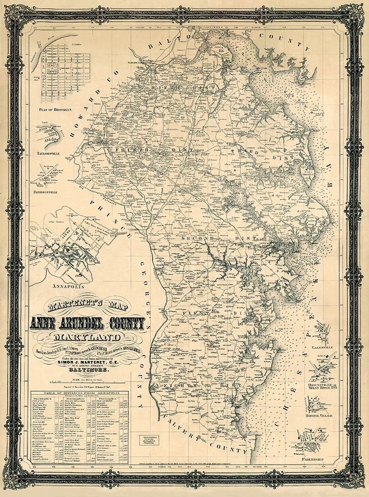 Anne Arundel Maryland Landowner - Wagner 1860