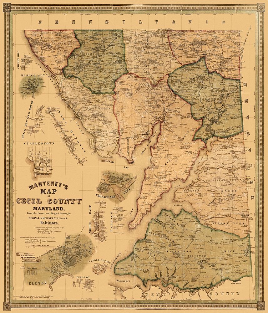 Cecil Maryland Landowner - Martenet 1858