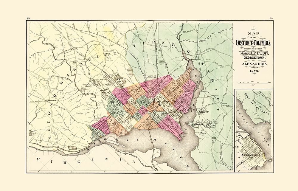 Maryland  Washington DC - Martenet 1873