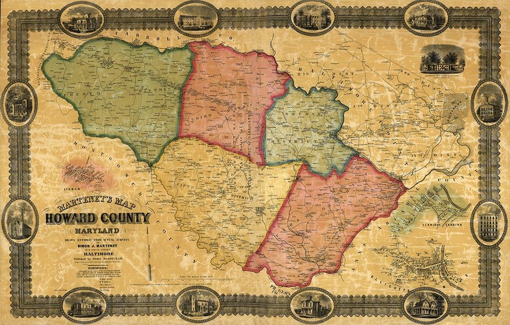 Howard Maryland Landowner - Martenet 1860