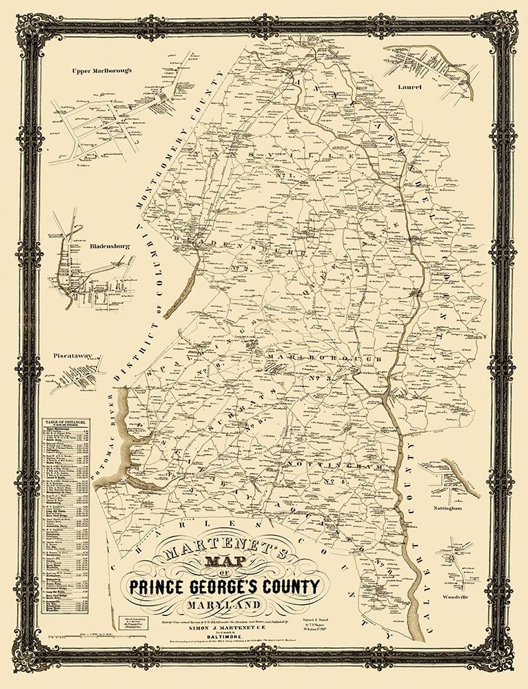 Prince George Maryland Landowner - Martenet 1861