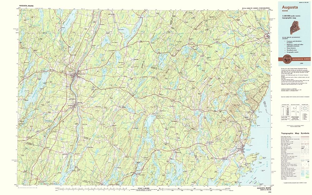 Augusta Maine Quad - USGS 1984