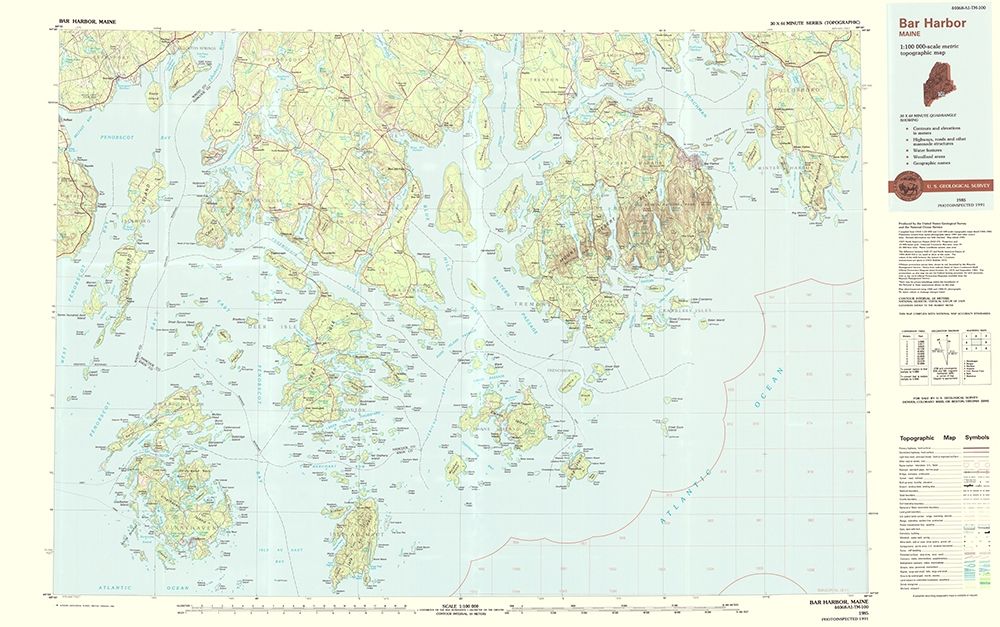 Bar Harbor Maine Quad - USGS 1985